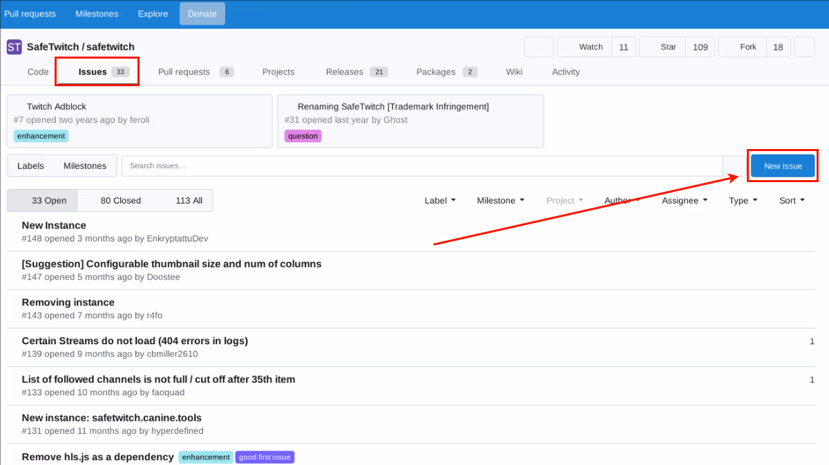 Click on Issues under repository name, and click on "New Issue"